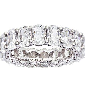 Diamonique 8.50 cttw Oval Eternity Band Ring, Platinum Clad Size 8